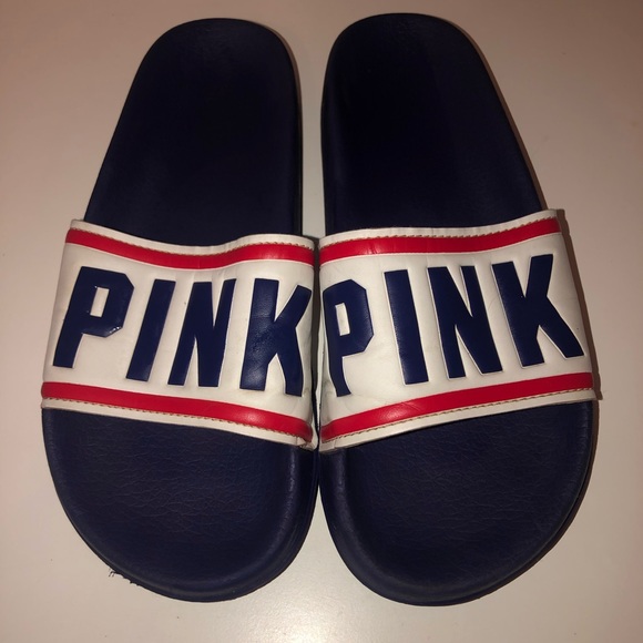 PINK Victoria's Secret Shoes - PINK logo slides red/white/blue